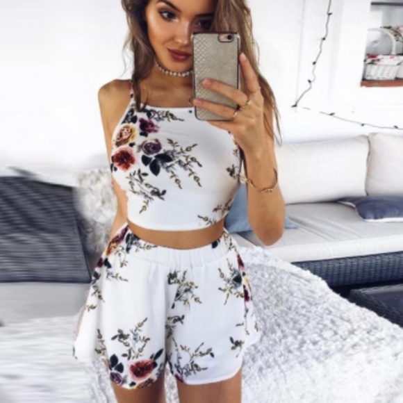 white two piece romper